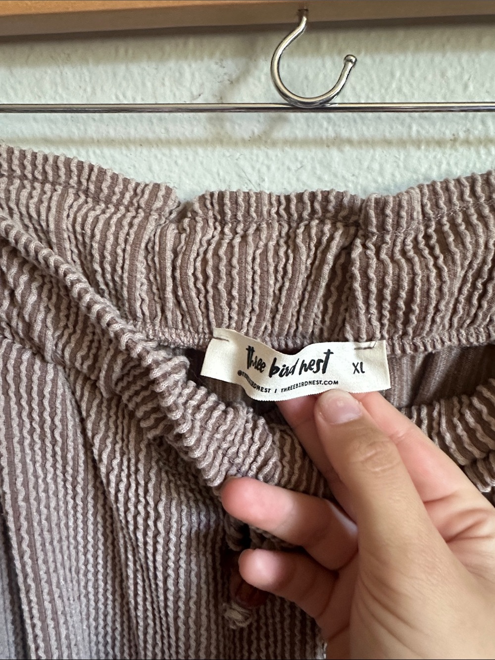 Three Bird Nest Taupe Drawstring Maxi Skirt - Picture 2 of 6
